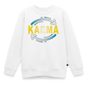 Karma - Minimalistisches Statement Design - Kinder Premium Organic Sweatshirt - Weiß - Vorne - AI Model Kid Male (0cm)