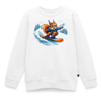 Drôle d’écureuil snowboard – Divertissements d’hiver - Sweat Premium enfant bio - blanc - Devant - AI Model Kid Male (0cm)