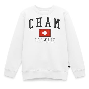 Cham Schweiz Flaggenstil - Kinder Premium Organic Sweatshirt - Weiß - Vorne - AI Model Kid Male (0cm)