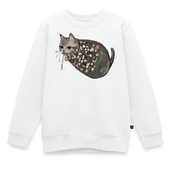 Chat en bonbon à motif - Sweat Premium enfant bio - blanc - Devant - AI Model Kid Male (0cm)
