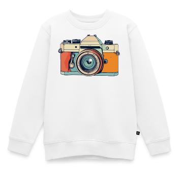 Retro Spiegelreflex Kamera Fotoaparat Illustration - Kinder Premium Organic Sweatshirt - Weiß - Vorne - AI Model Kid Male (0cm)