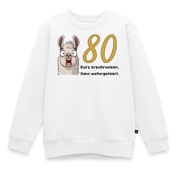 80 Geburtstag – Kurz erschrocken, dann gefeiert - Kinder Premium Organic Sweatshirt - Weiß - Vorne - AI Model Kid Male (0cm)