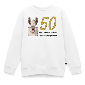 50 Geburtstag – Kurz erschrocken, dann gefeiert - Kinder Premium Organic Sweatshirt - Weiß - Vorne - AI Model Kid Male (0cm)