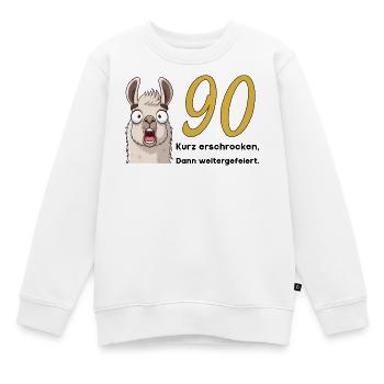 90 Geburtstag – Kurz erschrocken, dann gefeiert - Kinder Premium Organic Sweatshirt - Weiß - Vorne - AI Model Kid Male (0cm)