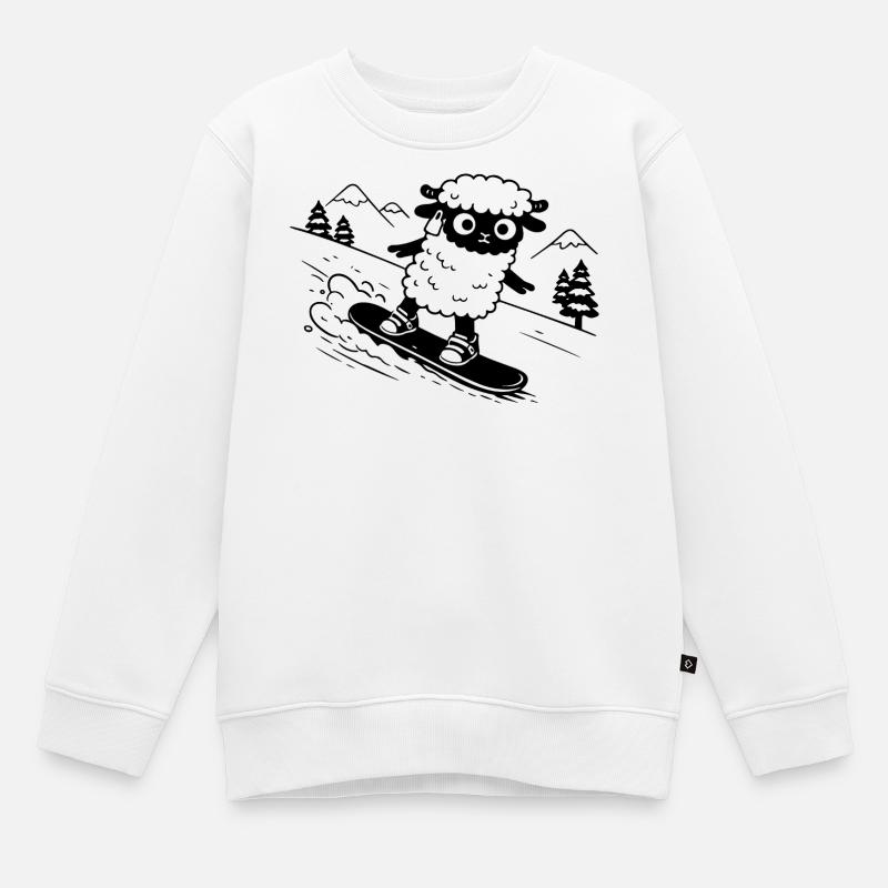 Mouton snowboard - Sweat Premium enfant bio - blanc