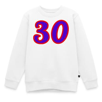 30. 30 ANS. 30e ANNIVERSAIRE. ANNIVERSAIRE 30 ANS. - Sweat Premium enfant bio - blanc - Devant - AI Model Kid Male (0cm)
