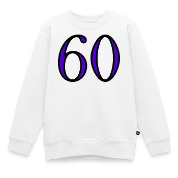 60. 60 ANS. 60e ANNIVERSAIRE. ANNIVERSAIRE 60 ANS. - Sweat Premium enfant bio - blanc - Devant - AI Model Kid Male (0cm)