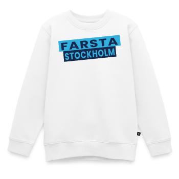 Farsta Stockholm Blaue Typografie-Layout - Kinder Premium Organic Sweatshirt - Weiß - Vorne - AI Model Kid Male (0cm)