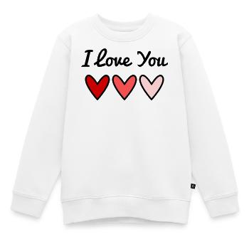 ICH LIEBE DICH. ICH LIEBE DICH. VALENTINSTAG. HERZ - Kinder Premium Organic Sweatshirt - Weiß - Vorne - AI Model Kid Male (0cm)