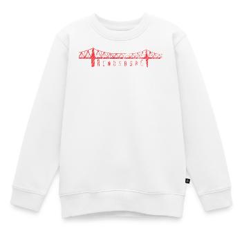 Rendsburg Hochbrücke – Typografie Scribble Design  - Kinder Premium Organic Sweatshirt - Weiß - Vorne - AI Model Kid Male (0cm)