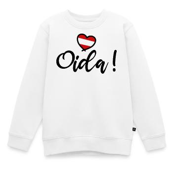 Oida! Österreich Herz I love Austria Dialekt  - Kinder Premium Organic Sweatshirt - Weiß - Vorne - AI Model Kid Male (0cm)