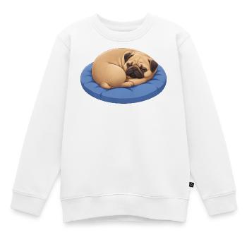 Süßer Mops Cartoon Hund Kuscheln Ausruhen - Kinder Premium Organic Sweatshirt - Weiß - Vorne - AI Model Kid Male (0cm)