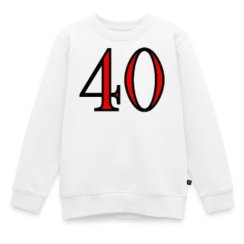 40. 40 ANS. 40e ANNIVERSAIRE. ANNIVERSAIRE 40 ANS. - Sweat Premium enfant bio - blanc - Devant - AI Model Kid Male (0cm)
