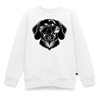 Dackel Hundekopf mit Sonnenbrille - Kinder Premium Organic Sweatshirt - Weiß - Vorne - AI Model Kid Male (0cm)