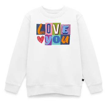 L’amour dans un collage coloré - Sweat Premium enfant bio - blanc - Devant - AI Model Kid Male (0cm)