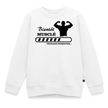 bald muskulös - Kinder Premium Organic Sweatshirt - Weiß - Vorne - AI Model Kid Male (0cm)