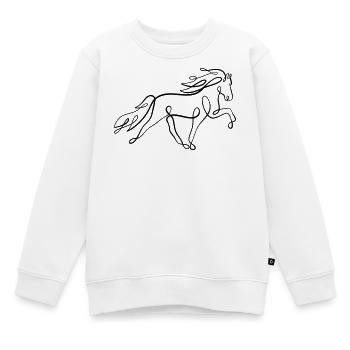 Icelandic horse oneliner in tölt - Kids Premium Organic Sweatshirt - white - Front - AI Model Kid Male (0cm)