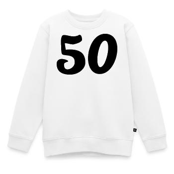 50. 50 ANS. 50e ANNIVERSAIRE. ANNIVERSAIRE 50 ANS. - Sweat Premium enfant bio - blanc - Devant - AI Model Kid Male (0cm)