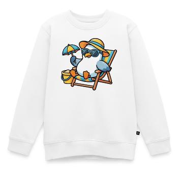Strandpinguin im Sonnenstil - Kinder Premium Organic Sweatshirt - Weiß - Vorne - AI Model Kid Male (0cm)