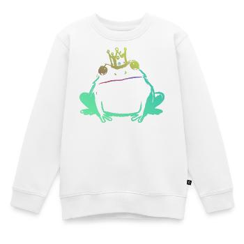 Roi Grenouille et Couronne Néon - Sweat Premium enfant bio - blanc - Devant - AI Model Kid Male (0cm)
