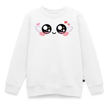 Cupid Eyes – Kawaii Angel Eyes with Wings & Star - Sweat Premium enfant bio - blanc - Devant - AI Model Kid Male (0cm)