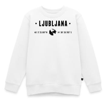 Ljubljana GPS-Koordinaten Globe Moderne Typografie - Kinder Premium Organic Sweatshirt - Weiß - Vorne - AI Model Kid Male (0cm)