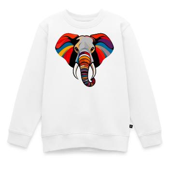 Art coloré de tête d’éléphant Motif pop art d’éléphant - Sweat Premium enfant bio - blanc - Devant - AI Model Kid Male (0cm)