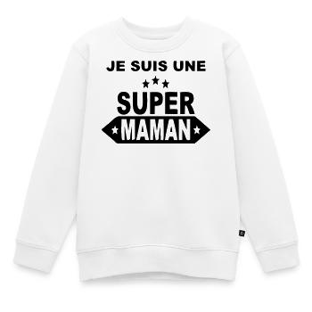 Je suis une super maman  - Sweat Premium enfant bio - blanc - Devant - AI Model Kid Male (0cm)