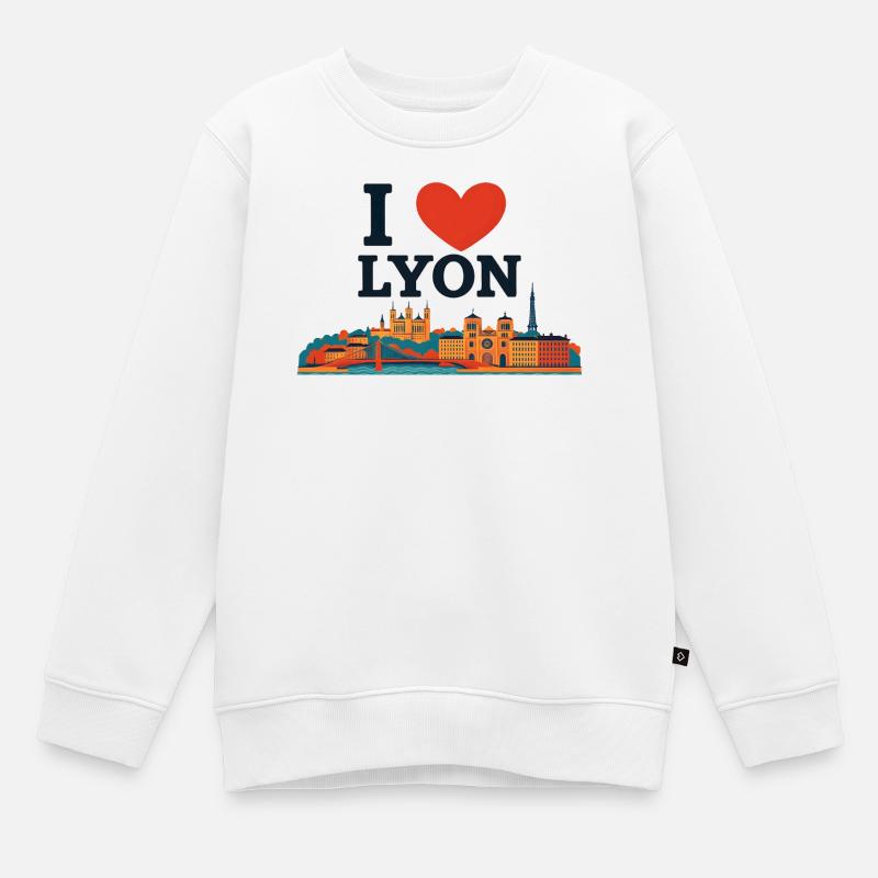 I Love Lyon – Skyline Coloré - Sweat Premium enfant bio - blanc