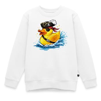 Freche Gummiente im Piratenlook mit Augenklappe - Kinder Premium Organic Sweatshirt - Weiß - Vorne - AI Model Kid Male (0cm)
