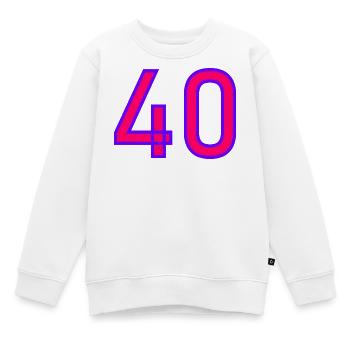 40. 40 ANS. 40e ANNIVERSAIRE. ANNIVERSAIRE 40 ANS. - Sweat Premium enfant bio - blanc - Devant - AI Model Kid Male (0cm)