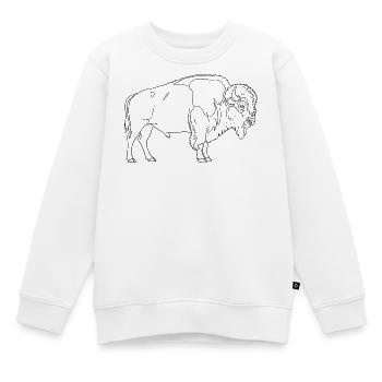 Minimalistische Bison Silhouette USA Wildnis  - Kinder Premium Organic Sweatshirt - Weiß - Vorne - AI Model Kid Male (0cm)