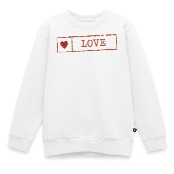 Timbre d’amour au cœur rustique - Sweat Premium enfant bio - blanc - Devant - AI Model Kid Male (0cm)
