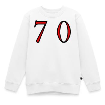 70. 70 ANS. 70e ANNIVERSAIRE. ANNIVERSAIRE 70 ANS. - Sweat Premium enfant bio - blanc - Devant - AI Model Kid Male (0cm)
