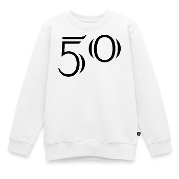 50. 50 ANS. 50e ANNIVERSAIRE. ANNIVERSAIRE 50 ANS. - Sweat Premium enfant bio - blanc - Devant - AI Model Kid Male (0cm)