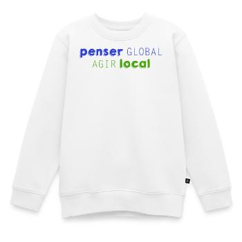 Denken Sie GLOBAL, handeln Sie LOKAL - Kinder Premium Organic Sweatshirt - Weiß - Vorne - AI Model Kid Male (0cm)