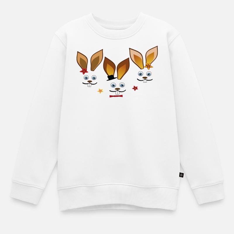 Joyeux lapins de Pâques - Sweat Premium enfant bio - blanc