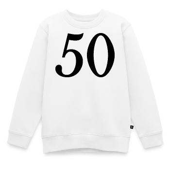 50. 50 ANS. 50e ANNIVERSAIRE. ANNIVERSAIRE 50 ANS. - Sweat Premium enfant bio - blanc - Devant - AI Model Kid Male (0cm)