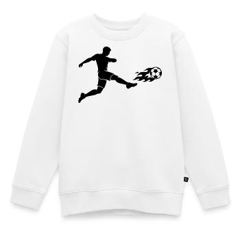 Silhouette d’attaquant de football - Sweat Premium enfant bio - blanc - Devant - AI Model Kid Male (0cm)