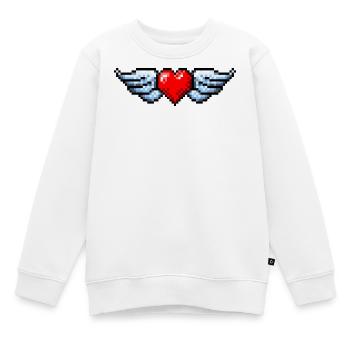 Retro Pixel Art Winged Heart - Kinder Premium Organic Sweatshirt - Weiß - Vorne - AI Model Kid Male (0cm)