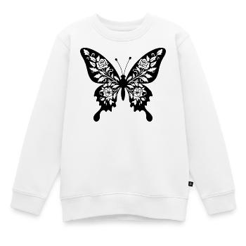 Filigraner Blumenschmetterling - Kinder Premium Organic Sweatshirt - Weiß - Vorne - AI Model Kid Male (0cm)