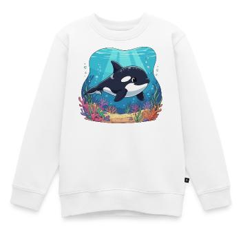 Unterwasser Orca im Korallenriff - Kinder Premium Organic Sweatshirt - Weiß - Vorne - AI Model Kid Male (0cm)