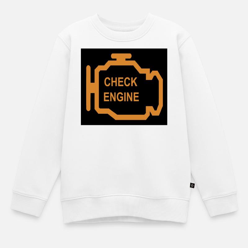 Icône de vérification du moteur en orange - Sweat Premium enfant bio - blanc