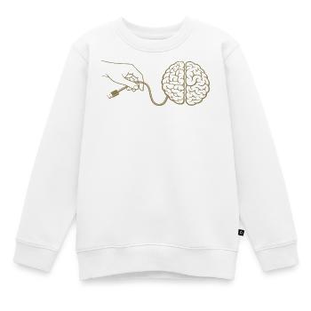 Brain Head Cable Connector Artificial Intelligence - Kids Premium Organic Sweatshirt - white - Front - AI Model Kid Male (0cm)