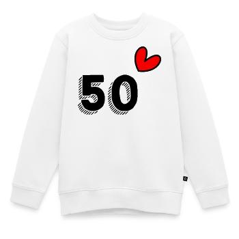 50. 50 ANS. 50e ANNIVERSAIRE. ANNIVERSAIRE 50 ANS. - Sweat Premium enfant bio - blanc - Devant - AI Model Kid Male (0cm)