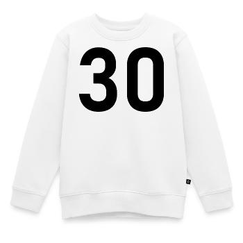 30. 30 ANS. 30e ANNIVERSAIRE. ANNIVERSAIRE 30 ANS. - Sweat Premium enfant bio - blanc - Devant - AI Model Kid Male (0cm)