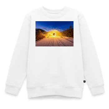 Laine d’acier enflammée - Sweat Premium enfant bio - blanc - Devant - AI Model Kid Male (0cm)