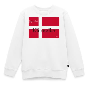 Klitmøller Danish Flag - Kinder Premium Organic Sweatshirt - Weiß - Vorne - AI Model Kid Male (0cm)