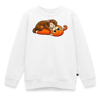 Bébé Singe Coup de Poing - Sweat Premium enfant bio - blanc - Devant - AI Model Kid Male (0cm)