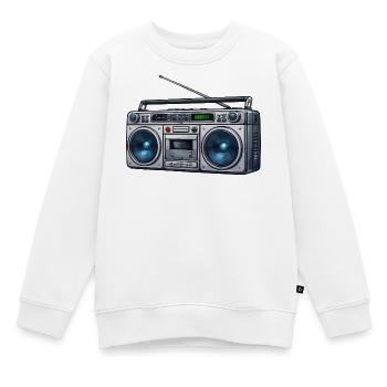 Boombox rétro Ghetto Blaster - Sweat Premium enfant bio - blanc - Devant - AI Model Kid Male (0cm)